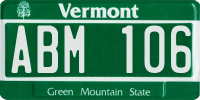 VT license plate ABM106