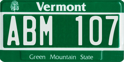 VT license plate ABM107