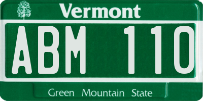 VT license plate ABM110