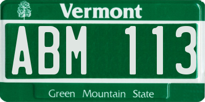 VT license plate ABM113