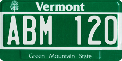 VT license plate ABM120