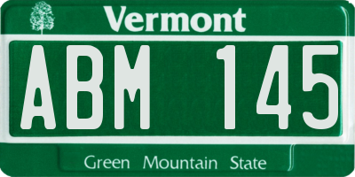 VT license plate ABM145