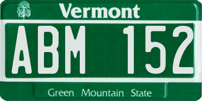 VT license plate ABM152