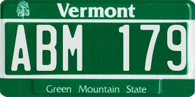 VT license plate ABM179