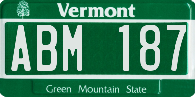 VT license plate ABM187