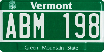 VT license plate ABM198