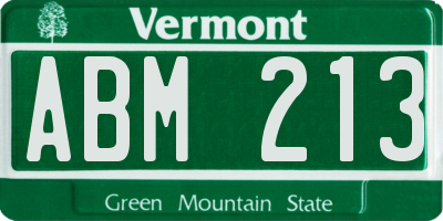VT license plate ABM213
