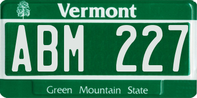 VT license plate ABM227