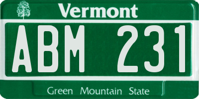 VT license plate ABM231