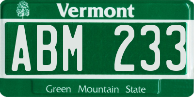 VT license plate ABM233