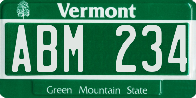 VT license plate ABM234