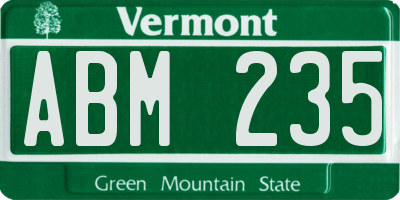 VT license plate ABM235