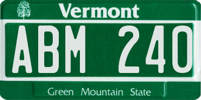 VT license plate ABM240