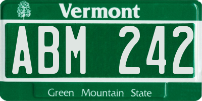 VT license plate ABM242