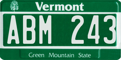 VT license plate ABM243