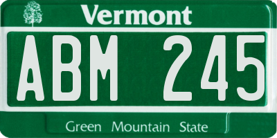 VT license plate ABM245