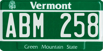 VT license plate ABM258
