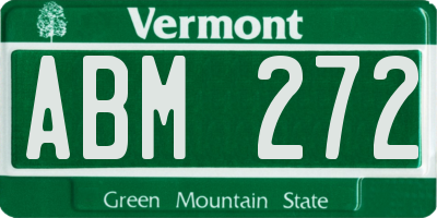 VT license plate ABM272