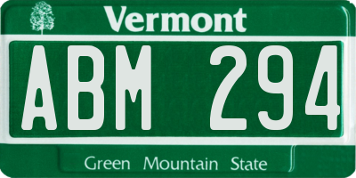 VT license plate ABM294