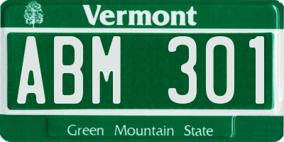 VT license plate ABM301