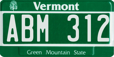 VT license plate ABM312