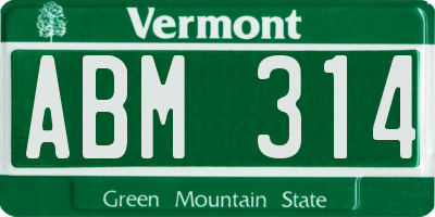 VT license plate ABM314