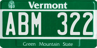 VT license plate ABM322