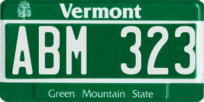 VT license plate ABM323