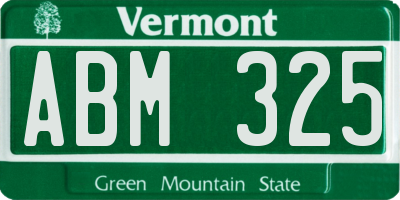 VT license plate ABM325