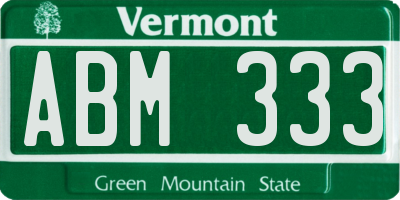 VT license plate ABM333