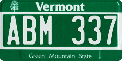 VT license plate ABM337