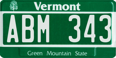 VT license plate ABM343