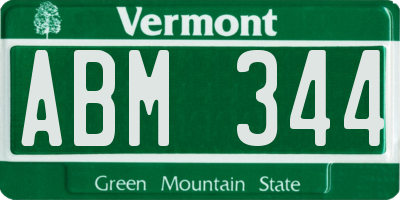 VT license plate ABM344