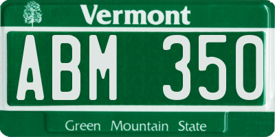 VT license plate ABM350