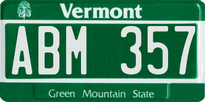 VT license plate ABM357