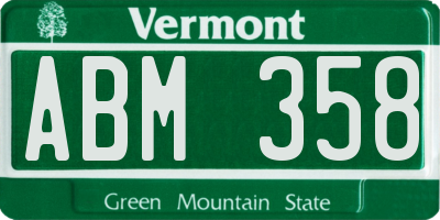 VT license plate ABM358