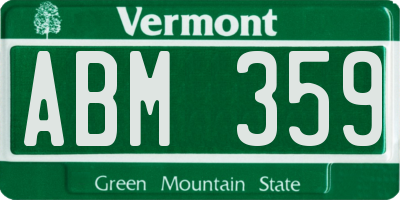 VT license plate ABM359