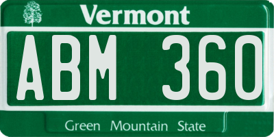 VT license plate ABM360