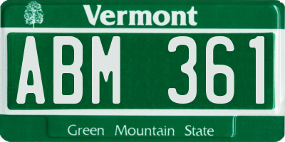 VT license plate ABM361