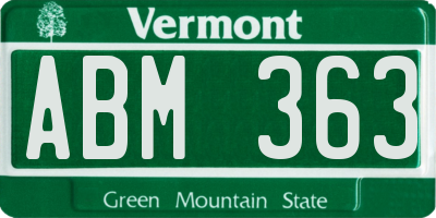 VT license plate ABM363