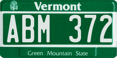 VT license plate ABM372