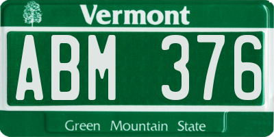VT license plate ABM376
