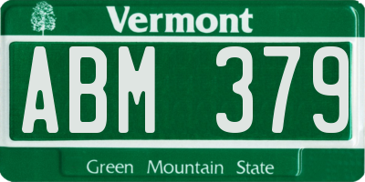 VT license plate ABM379