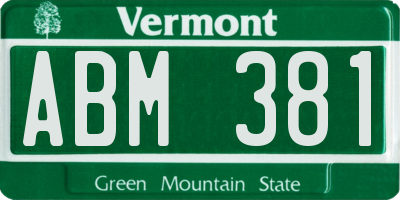 VT license plate ABM381