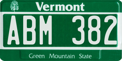 VT license plate ABM382