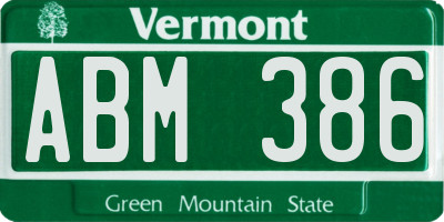 VT license plate ABM386