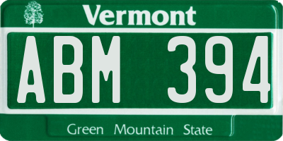VT license plate ABM394