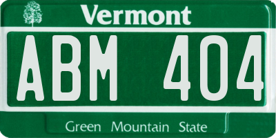 VT license plate ABM404