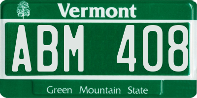 VT license plate ABM408