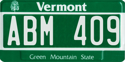 VT license plate ABM409